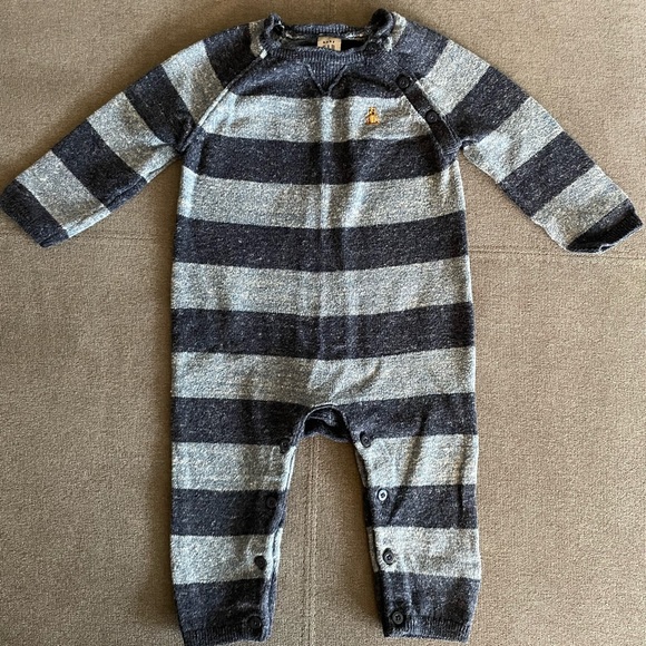 Baby Gap blue striped cozy one piece outfit - Picture 1 of 3